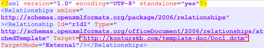 DOTM malicious template.