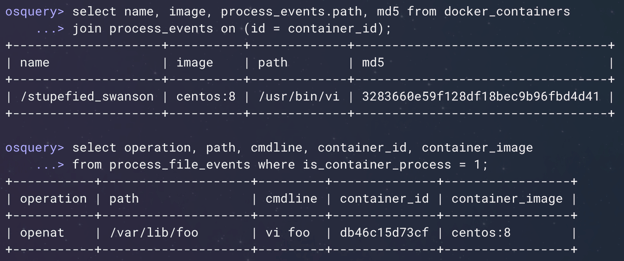 Event tables with container-related decorations.