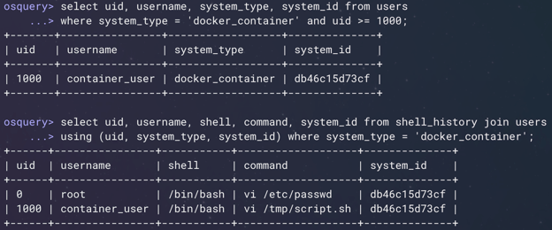 Container-enabled system tables.