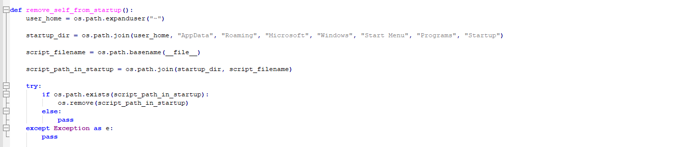 Figure 23 – Remove startup entry code