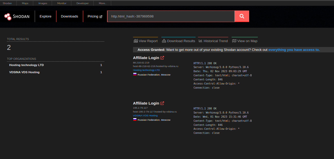 Figure 27 – Shodan query