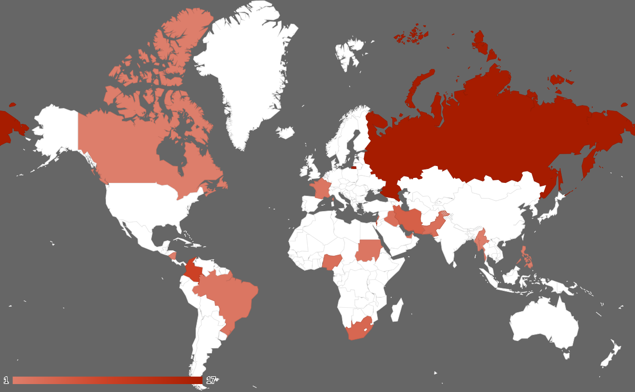 Figure 3– Nations impacted by the activities of the GhostSec hacking group