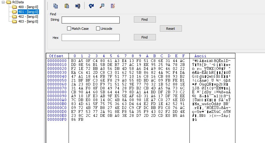 Figure 5– Resource section of MsCtfMonitor.dll containing decryption key