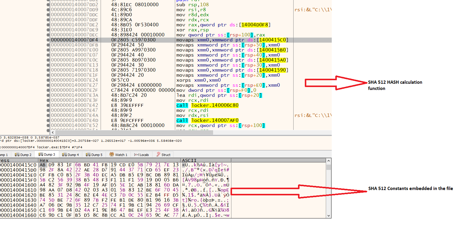 Cyclops ransomware / stealer SHA512 Implementation in Windows