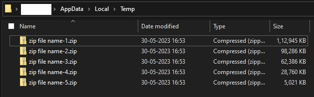 Cyclops ransomware / stealer collected victim files in temp folder