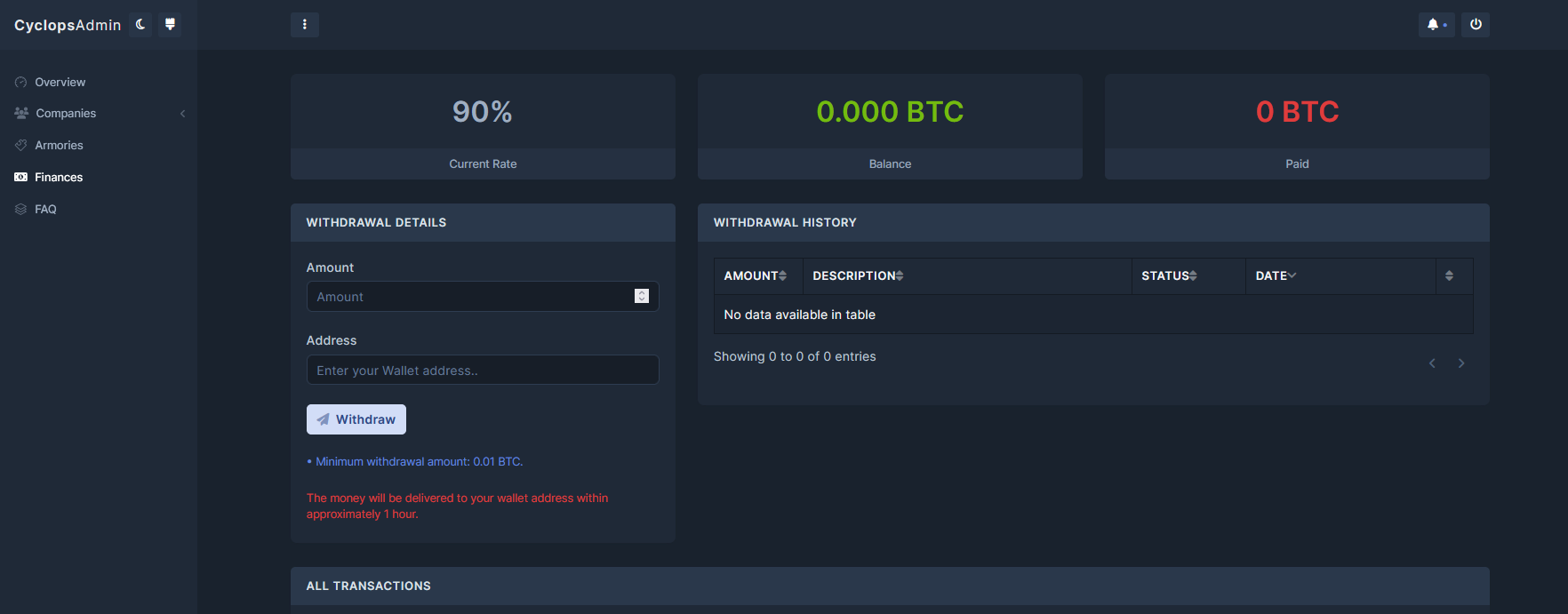 Cyclops ransomware / stealer admin panel