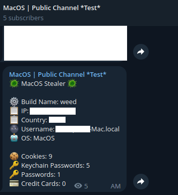 MacStealer: New Command and Control (C2) Malware: Sending basic information to the Telegram public channel