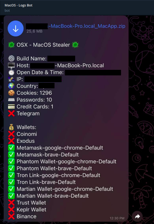 MacStealer: New Command and Control (C2) Malware: Sending ZIP file to private Telegram bot
