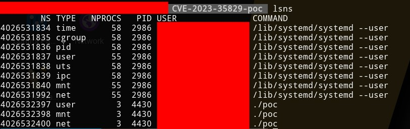 Figure 12 - Listing namespaces outside PoC root shell