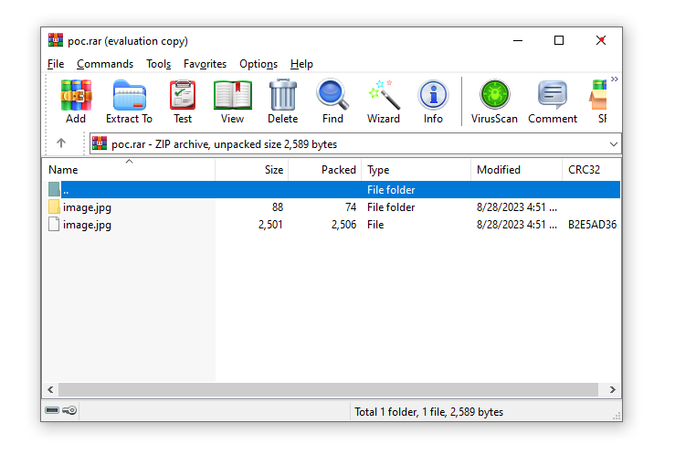 Figure 2 – Malicious RAR file