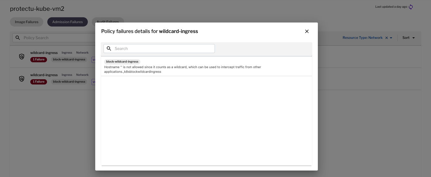 Figure 3 - Ingress Controller Deployment Policy violation