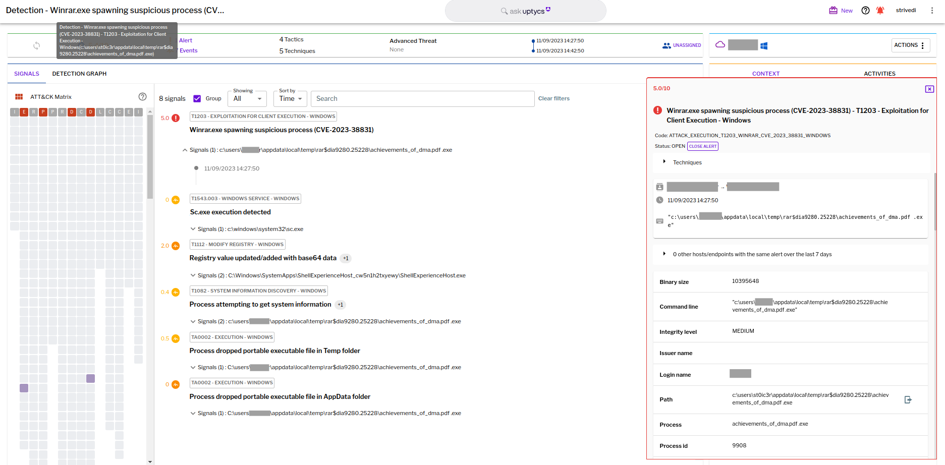 Figure 4 - Detection of exploitation of the CVE-2023-38831