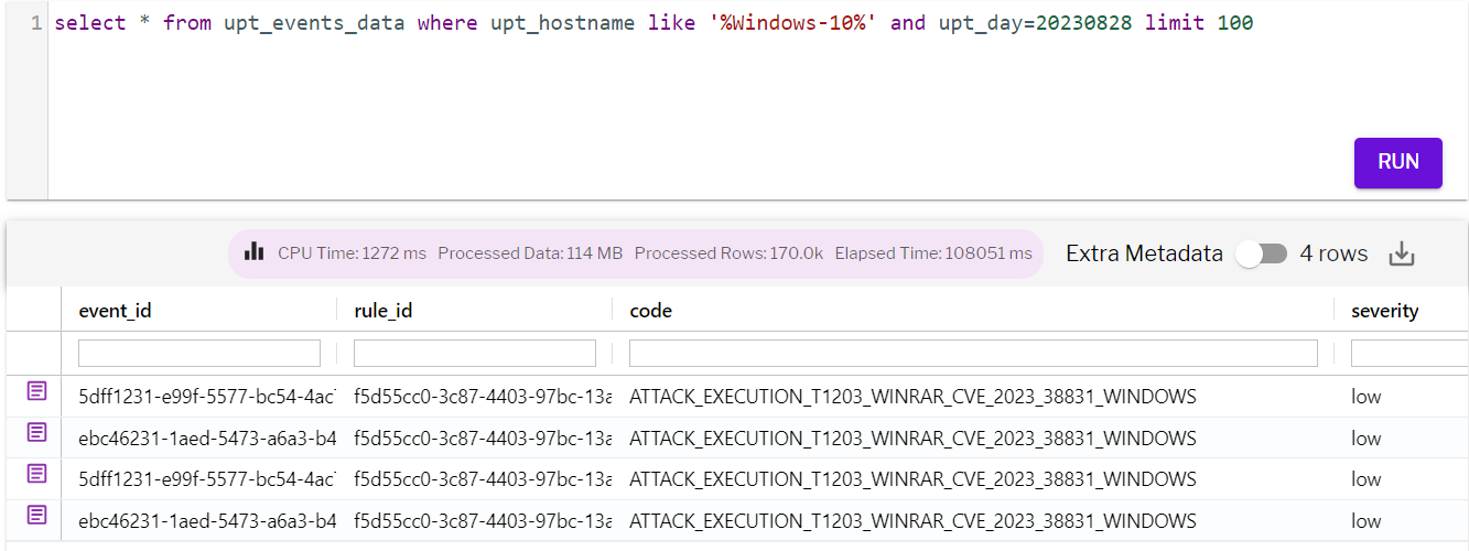 Figure 6 – Detection of exploitation of the vulnerability