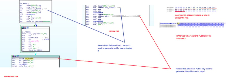 RTM Locker Ransomware as a Service (RaaS) on Linux: Code snippet showing shared key generation Curve25519