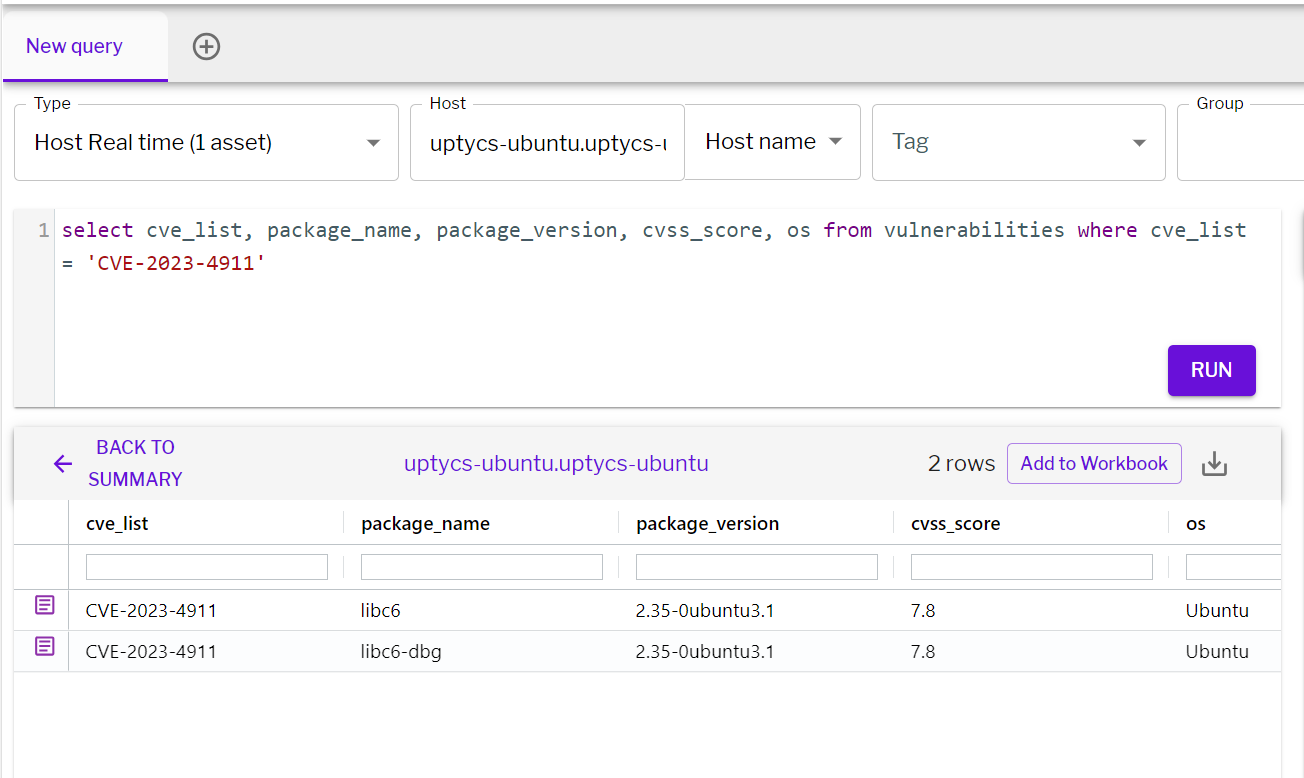 Figure 6 - Detection of the vulnerability in Uptycs XDR