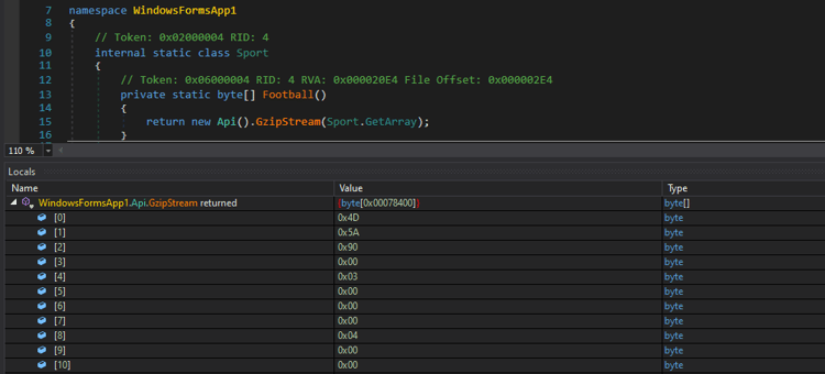 Figure 6: DLL binary comes in the memory