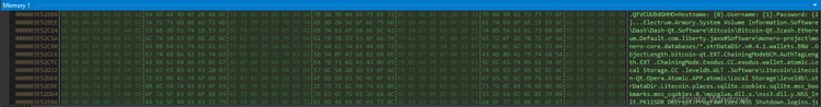 Figure 7: Memory content of infostealer malware