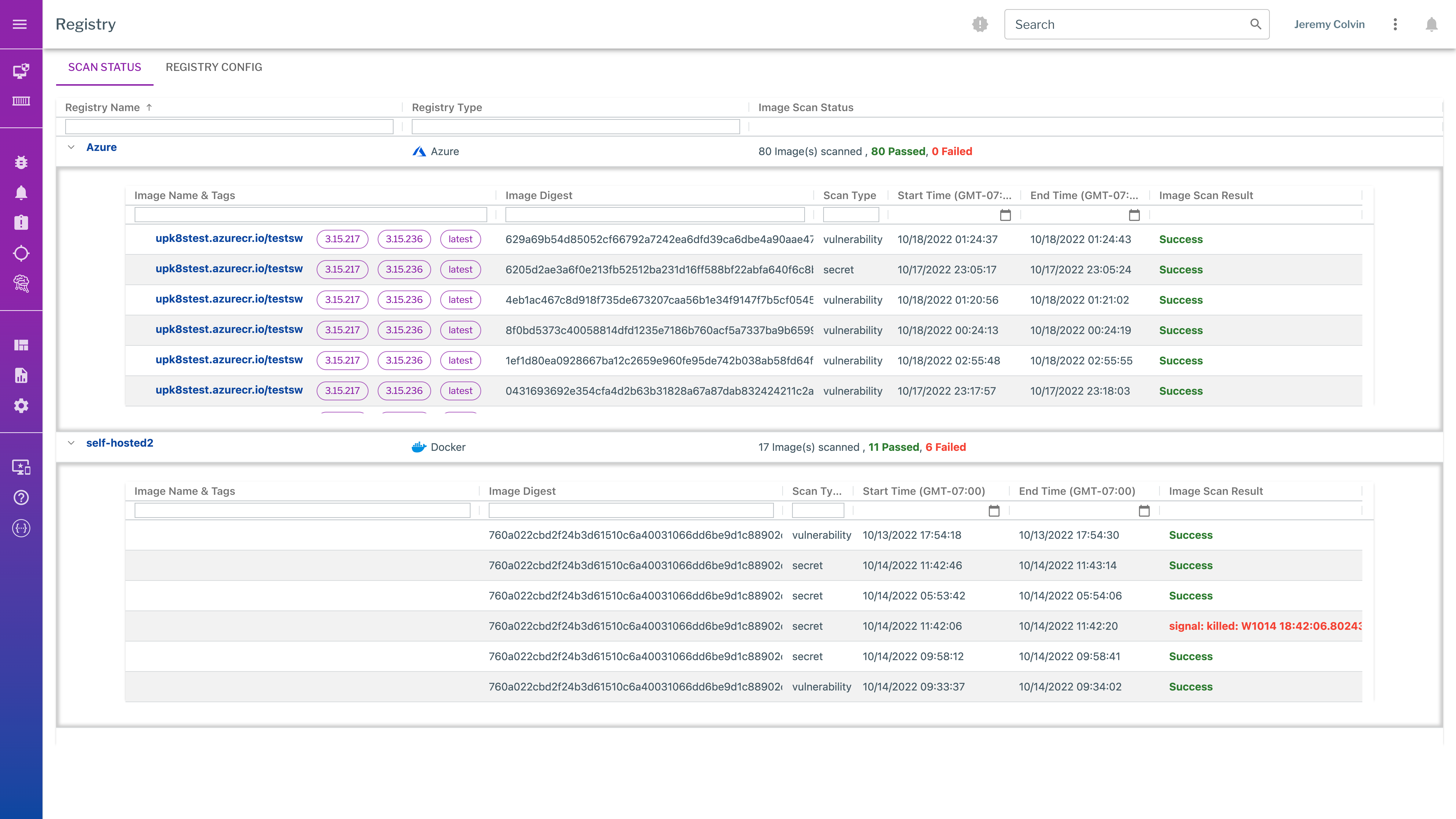 Registry scanning for container vulnerabilities, malware, and secrets