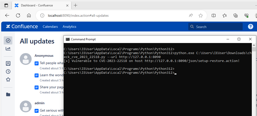 Figure 3 - Script detects vulnerable Confluence version