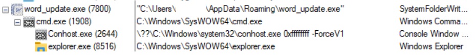 Figure 16–Remcos execution flow from word_update.exe