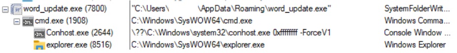 Figure 16–Remcos execution flow from word_update.exe