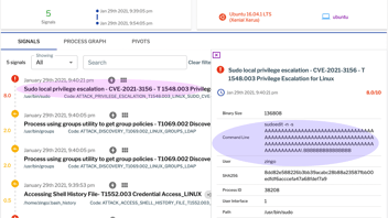 Uptycs EDR detection for CVE-2021-3156.