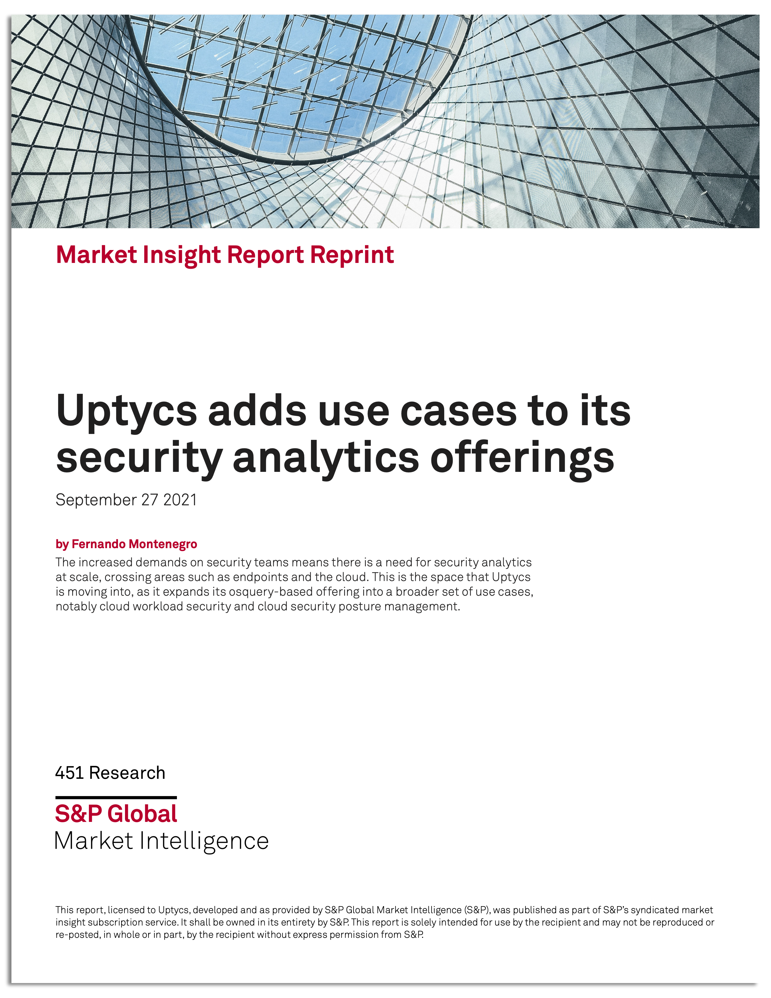 451 Research Market Insight Report Uptycs adds use cases to its security analytics offerings 