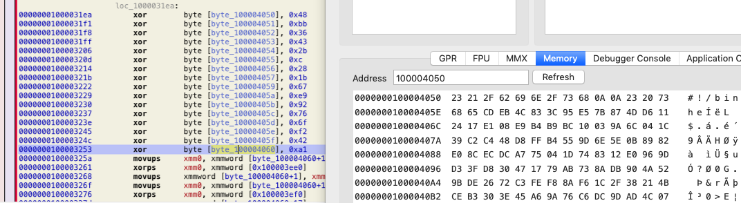 Decoded code using XOR operations